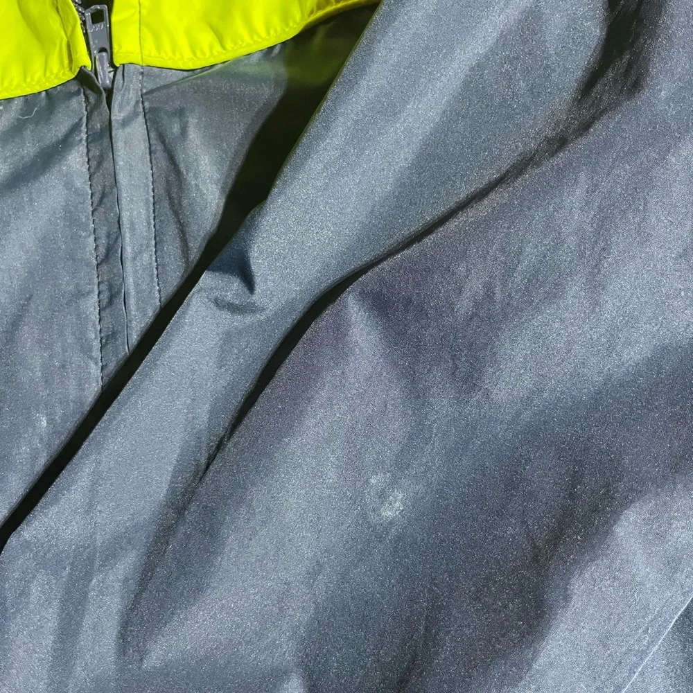 GYMBOREE YOUTH WINDBREAKER ZIP FRONT JACKET W/HOOD LIGHTWEIGHT‎ NAVY/LIME M 7-8